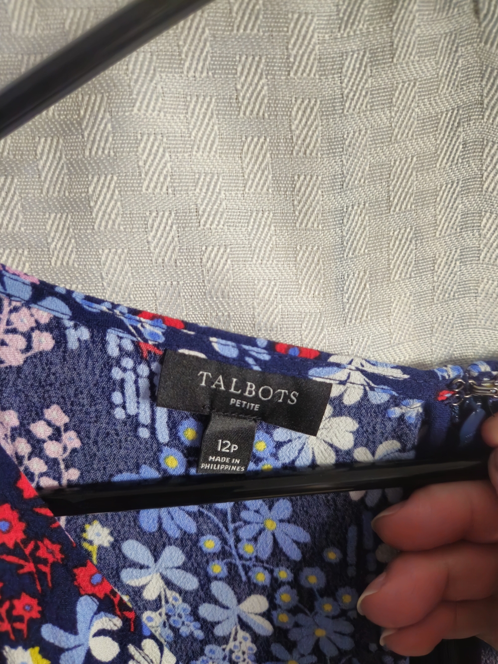 Talbots Navy Floral Button-Front Midi Dress Size 12p - Picture 4 of 13